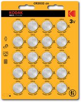 Bouton lithium Kodak MAX CR2032 pack de 20