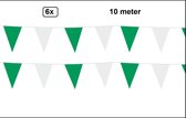 6x Vlaggenlijn groen/wit 10 meter - Meerkleurig - vlaglijn festival vlaglijn thema feest festival verjaardag landen