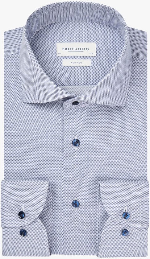 Chemise homme coupe slim Profuomo - popeline - bleu - Repassage facile - Taille de col : 38