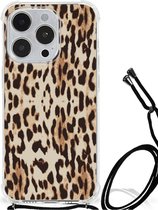 Hippe Hoesje Geschikt voor iPhone 14 Pro Smartphone hoesje met doorzichtige rand Leopard