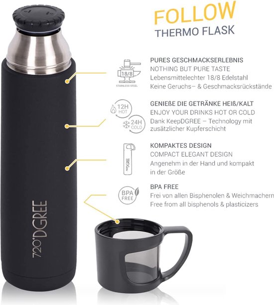 Bouteille isolée sous vide thermos à café en acier inoxydable avec tasse  pour café chaud