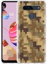 LG K51S Hoesje Pixel Camouflage Brown - Designed by Cazy