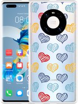 Huawei Mate 40 Pro Hoesje Doodle hearts Designed by Cazy