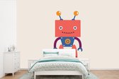 Behang kinderkamer - Fotobehang Robot - Tandwiel - Gezicht - Antenne - Kids - Jongetjes - Breedte 390 cm x hoogte 260 cm - Kinderbehang