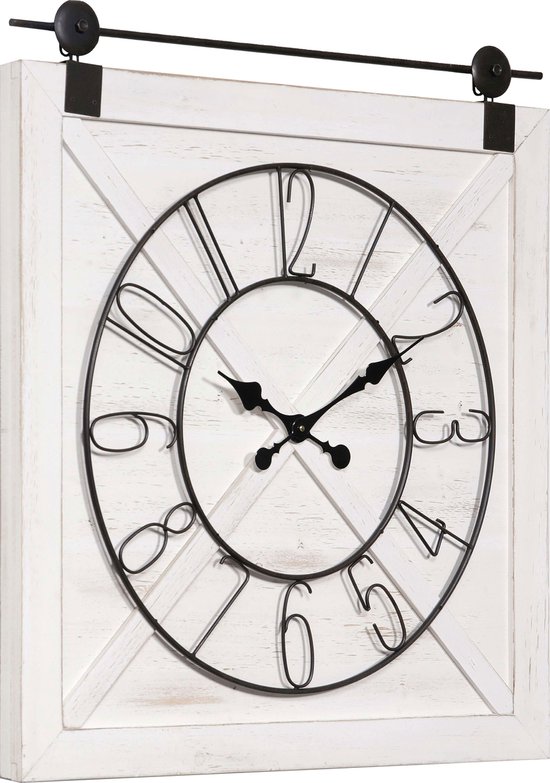 Collection LW - Horloge / horloge murale avec fond en bois et chiffres 80cm