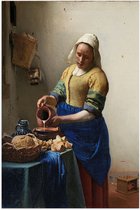 Poster Glanzend – Het melkmeisje, Johannes Vermeer, ca. 1660 - 50x75 cm Foto op Posterpapier met Glanzende Afwerking