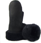 Zwarte Lammy wanten suede voor volwassenen - Handschoenen schapenwol 6 (M - 15 cm)