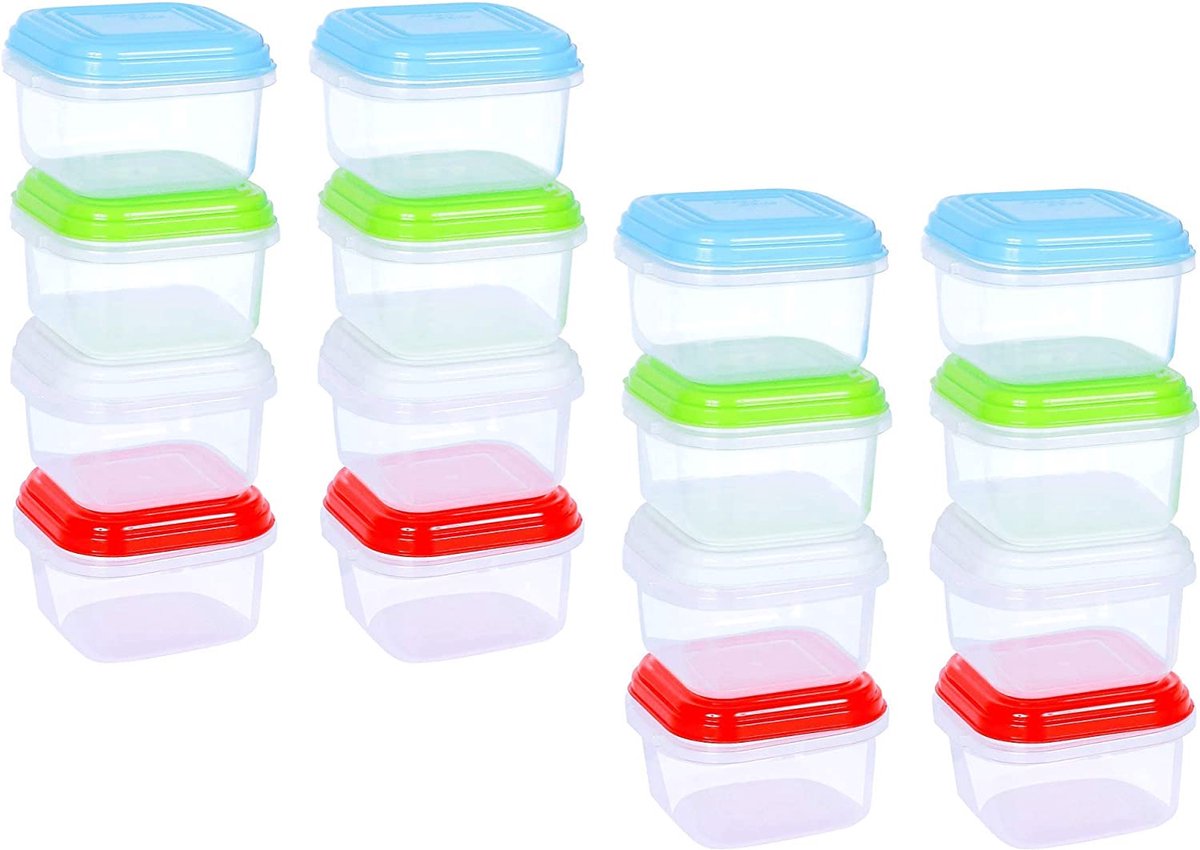 ARSUK Plastic Opbergdozen Baby Spenen Voeden Vriezer Voedsel Potten Containers (Pack of 16 Mini)