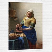 Muursticker - Het melkmeisje, Johannes Vermeer, ca. 1660 - 80x120 cm Foto op Muursticker