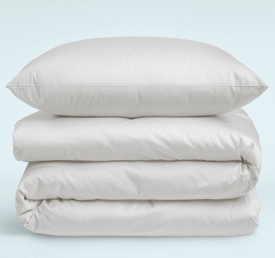 Nordic Paradise - Housse de couette en satin de Katoen de Luxe 240x220 cm + 2 taies d'oreiller 60x70 cm avec fermeture éclair fine - Wit perle