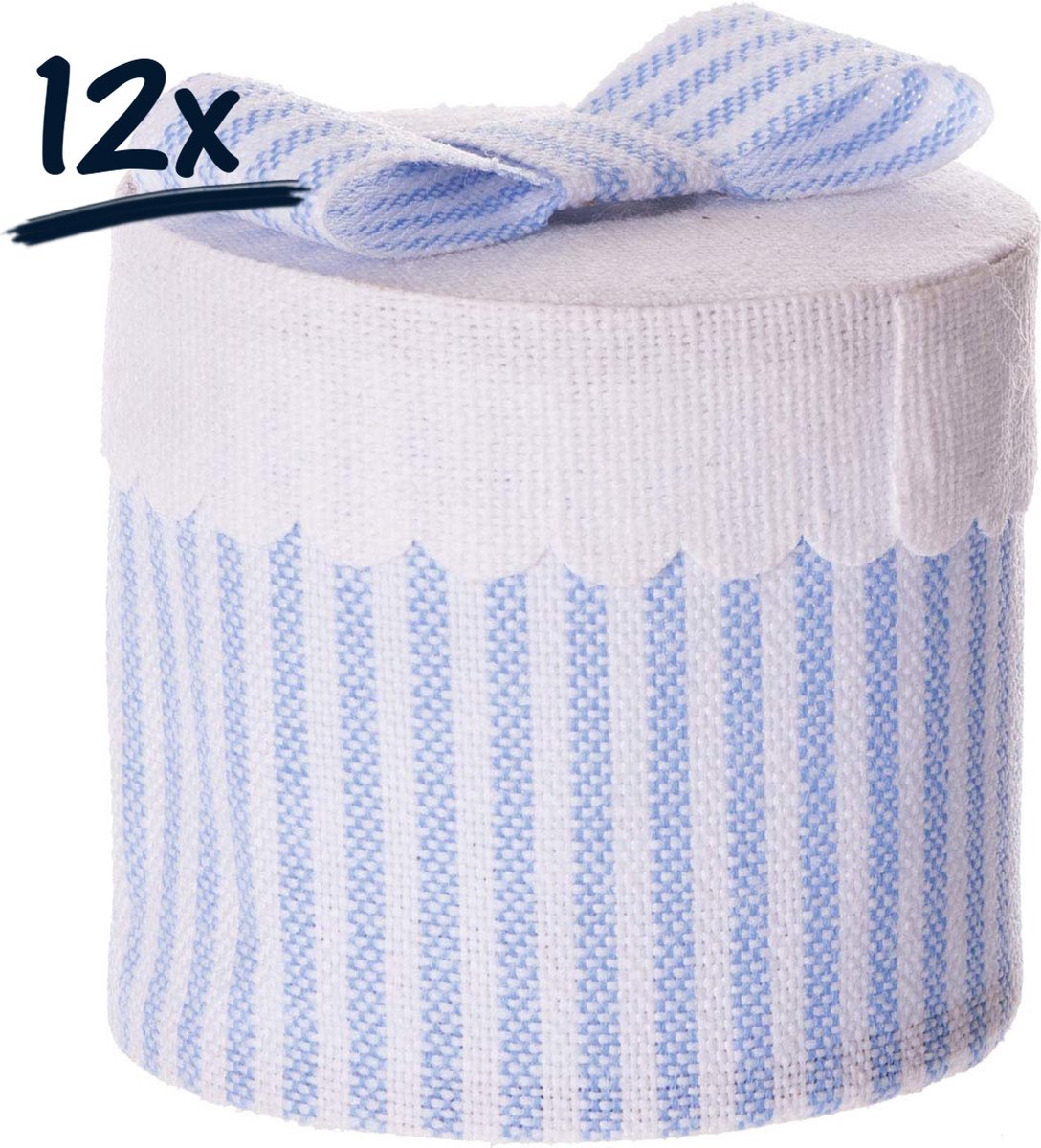 Goedkoopste Set van 12 Blauwe Juwelendoosjes - Ronde Tandendoosjes voor Babyshower of Cadeauverpakking - Ø 5,5 cm