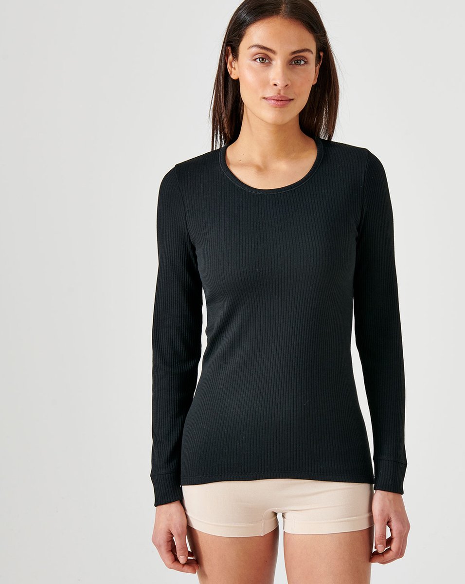 Damart - T-shirt manches longues avec dentelle Thermolactyl® - Femme -  Zwart - L