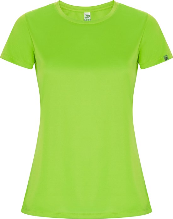 Fluorescent Groen dames sportshirt korte mouwen 'Imola' merk Roly maat L