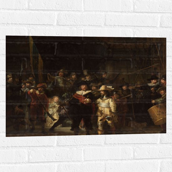 Muursticker - De Nachtwacht, Rembrandt van Rijn, 1642 - Oude Meesters - 75x50 cm Foto op Muursticker