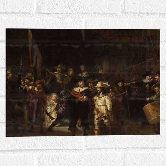 Muursticker - De Nachtwacht, Rembrandt van Rijn, 1642 - Oude Meesters - 40x30 cm Foto op Muursticker