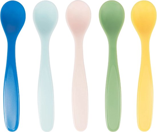 Lot De 5 Cuillères Souples Badabulle - Idéales Pour Bébé, Premières Purées Et Compotes