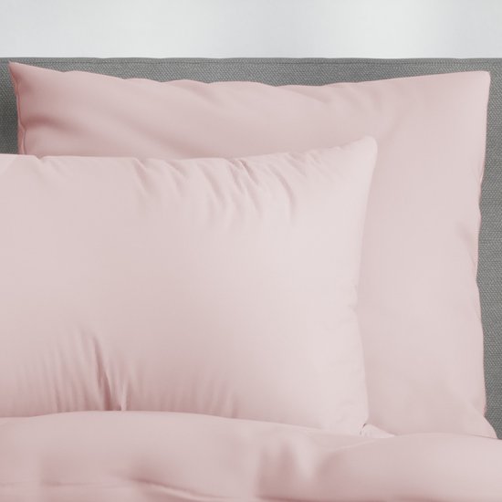Nordic Paradise - Housse de couette en satin de Katoen de Luxe 140x220 cm + 2 taies d'oreiller 60x70 cm avec fermeture éclair fine - Rose tendre