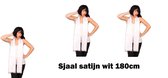 3x Sjaal satijn wit 180cm - Thema feest carnaval prins festival party black and white party sjawl