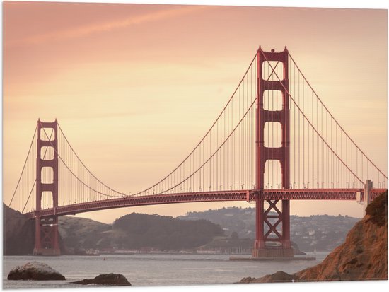 Vlag - Rode Brug - San Francisco - 80x60 cm Foto op Polyester Vlag