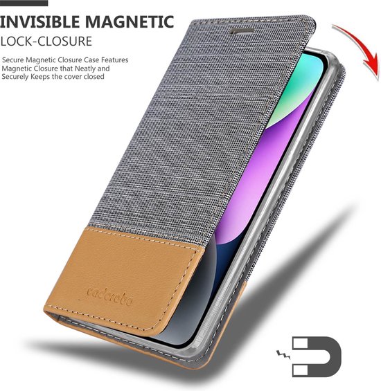 Coque Cadorabo pour Apple iPhone 14 PLUS en GRIS CLAIR MARRON - Coque de protection avec fermeture magnétique