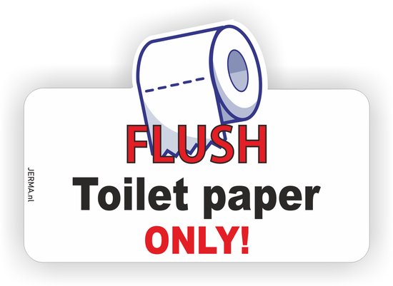 Autocollant 'TOILET PAPER ONLY' - 10 Cm, Intérieur/extérieur, Anti-UV - Pour éviter Les Toilettes Bouchées