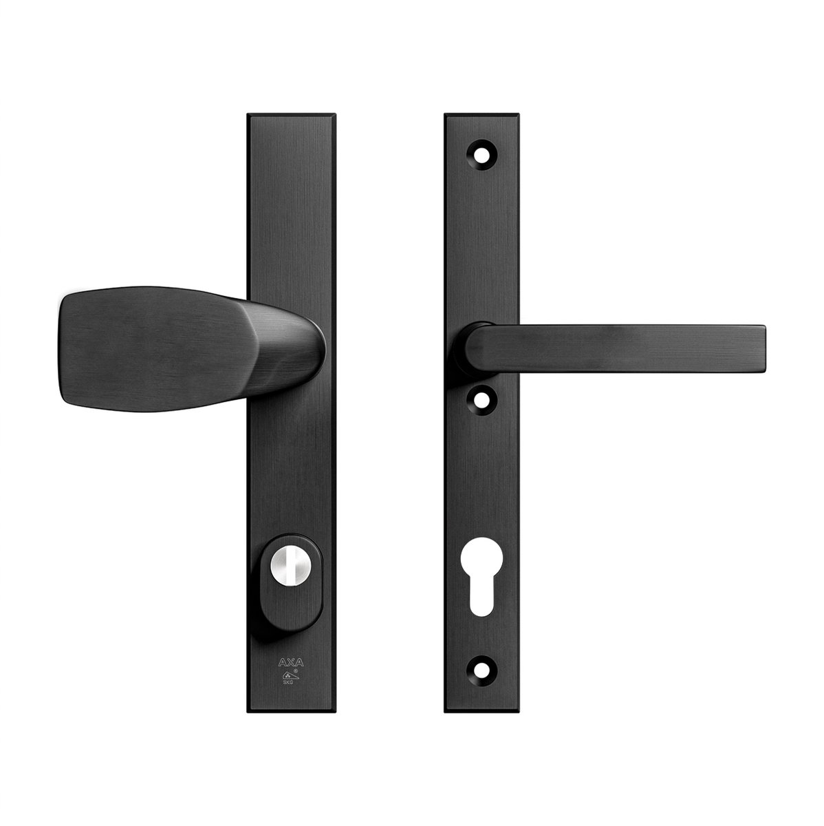 AXA Veiligheidsbeslag (Edge Plus) Smal Zwart geslepen: bedienbare Knop-Kruk (model Wing-Blok) PC92 met kerntrekbeveiliging SKG***
