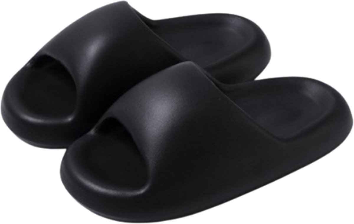 Unisex slippers zwart - foam - anti-slip - EVA kunststof - dikke zool - heren vrouwen