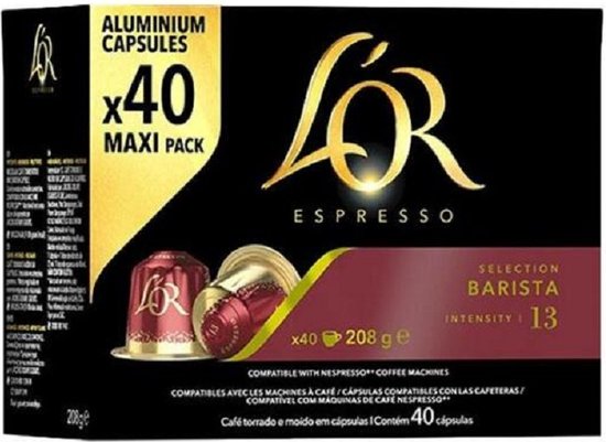 L'OR Espresso Barista Tasses à café Nespresso - 13 Intensité - 40 capsules