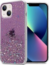 Cadorabo Hoesje geschikt voor Apple iPhone 14 PLUS in Paars met Glitter - Beschermhoes van flexibel TPU silicone met fonkelende glitters Case Cover Etui