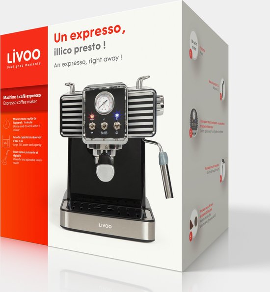 Livoo - DOD174N - Retro Espressomachine - zwart | bol.com
