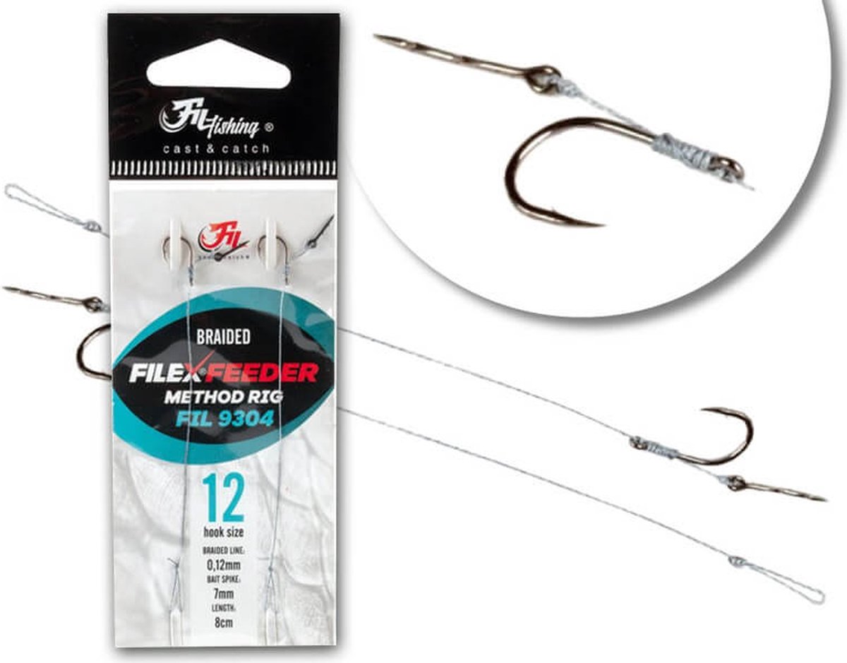 Filfishing - Method Feeder Braided Rig + Bait Spike - 2 stuks - Maat 10