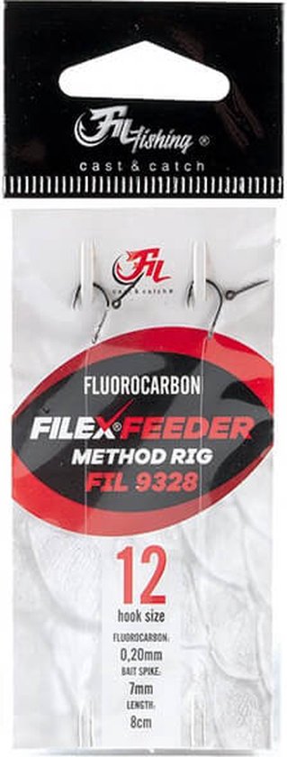 Foto: Filex method feeder fluorocarbon rig w bait spike haakmaat 12 0 18mm 2 stuks method onderlijn