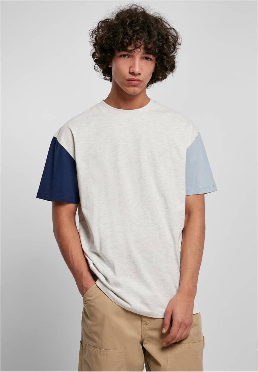 Urban Classics Organic Oversized Colorblock Heren T-shirt 5XL Grijs