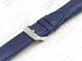 Horlogeband leer alligator print - Carolina blauw 24 mm