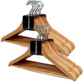 Set [ Lot de 20] - Cintres en bois laqué transparent / cintres combinés avec barre de pantalon pratique et encoches pour jupes, parfaits pour tous les types de vêtements