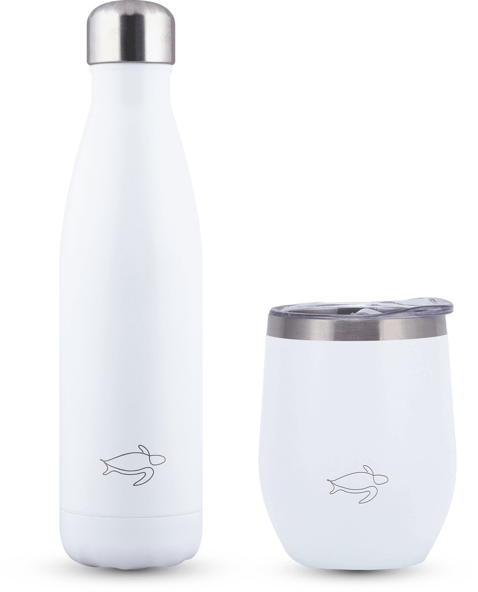 Saywhat Bottle - Set White Wave - Thermosbeker - Thermosfles - Drinkbeker - Thermos set
