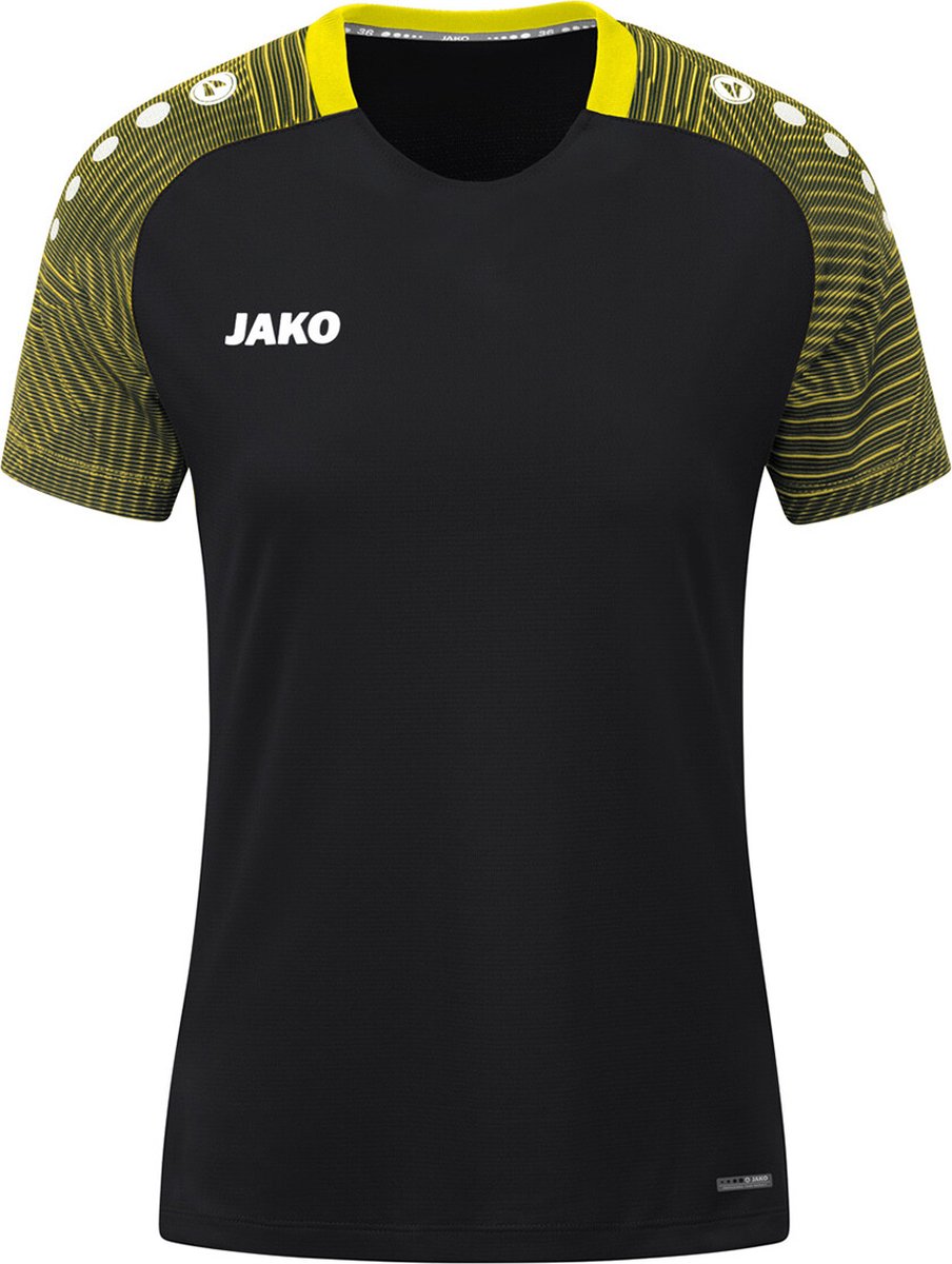 Jako Performance T-Shirt Dames - Zwart / Zachtgeel | Maat: 40