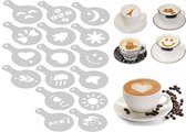 Koffie figuurtjes maker - Latte art - Cacao vormpjes - 16 verschillende houders - cappuccino - Latte macchiato - Hartjes maker
