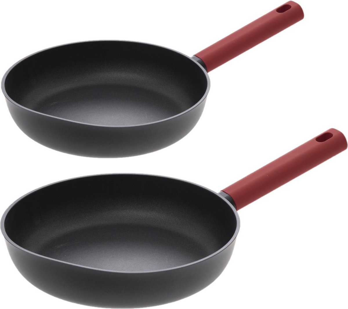 Secret de Gourmet Koekenpannen Valence - D27 en D31 cm - alle warmtebronnen - zwart/rood