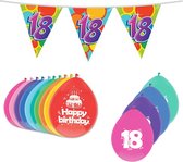 Haza Leeftijd verjaardag thema pakket 18 jaar - ballonnen/vlaggetjes