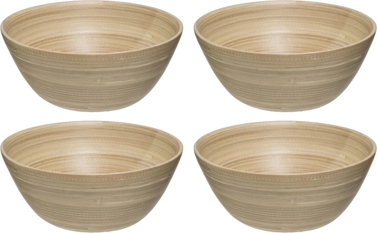 Secret de Gourmet - 10x - Slakom/serveer schaaltjes - bamboe - beige- D17 cm