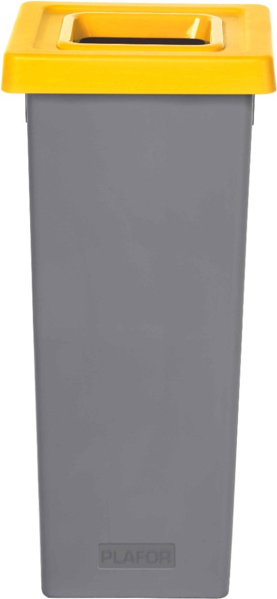 Goedkoopste Plafor Fit Bin, Prullenbak voor afvalscheiding - 53L – Grijs/Geel - met 5 gratis stickers – recycle – afvalbak - vuilnisbak – afvalemmer – afvalscheiding – vuilnisemmer – sorteerafvalemmer – recycling – hygiënisch - kantoor - keuken