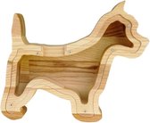 PromiDesign Spaarpot Terrier – Essenhout – Plexiglas - 25,6 × 21,3 x 4 cm
