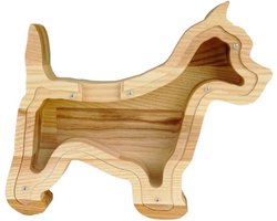 PromiDesign Spaarpot Terrier – Essenhout – Plexiglas - 25,6 × 21,3 x 4 cm