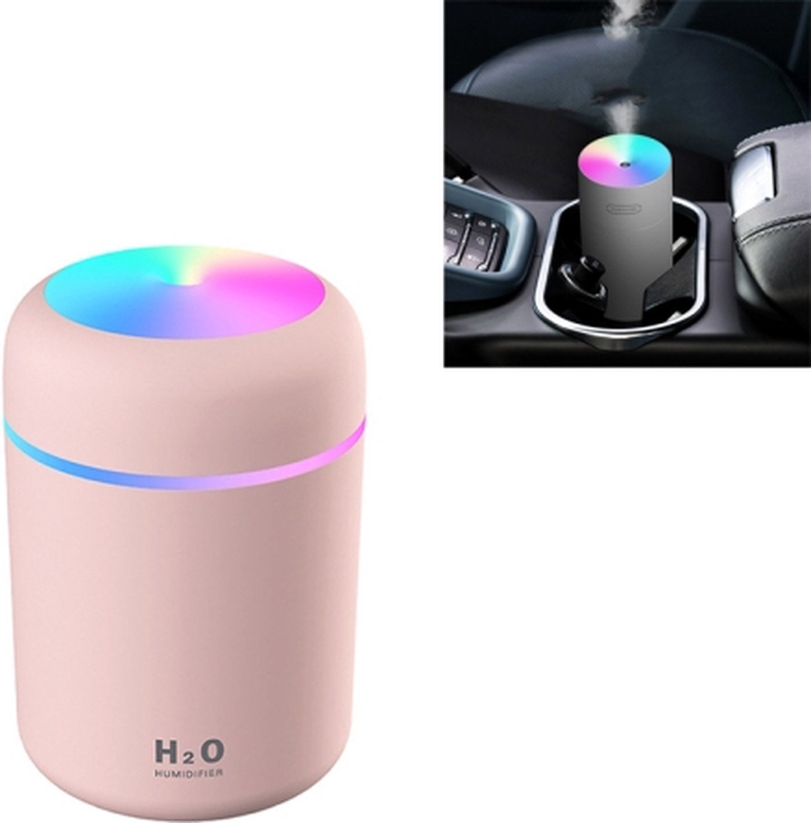 Kleurrijke bekerbevochtiger USB auto-luchtreiniger (roze)
