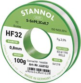 Stannol HF32 3,5% 0,8MM SN99,3CU0,7 CD 100G Soldeertin, loodvrij Loodvrij, Spoel Sn99,3Cu0,7 ROL0 100 g 0.8 mm