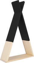 QUVIO Decoratieve Wandplank - Zwevende wandplank - wandrek - Driehoek - Hout - Decoratieve accessoires - Woonaccessoires - Zwart en beige - 8 x 22,5 x 39,5 cm