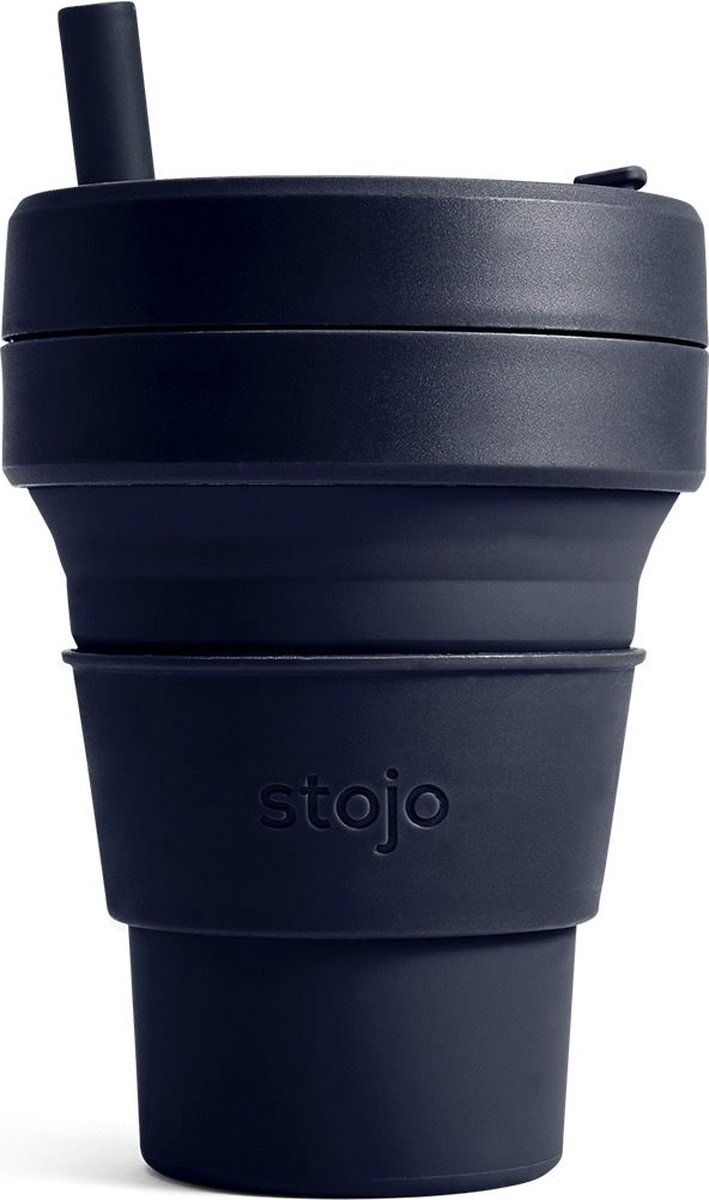 Stojo - Biggie Cup - 470 ml - Herbruikbaar - Opvouwbaar - Denim