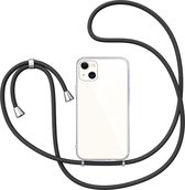 Hoesje met Koord geschikt voor iPhone 12 / 12 Pro - Back Cover Siliconen Case Transparant Hoes Zwart