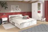 Zodiac Complete Room: 140x190 bed met lade + kast 3 deuren en 2 laden + 2 bedtafels - Wit decor - Parisot